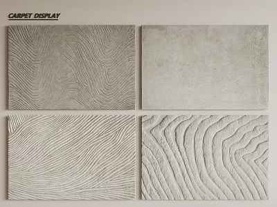 Square Carpet Display Featuring Various Textured Patterns in Neutral Tones 3d model