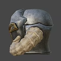 Medieval Fantasy Horned Helmet with Golden Accents Intricate Design and Curved Ram Horns on Dark