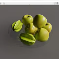 Ceramic Serving Plate Adorned With Fresh Green Apples And Ripe Star Fruits