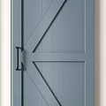 Three Stylish Barn Doors Featuring Dark Gray Wooden And Light Blue Designs