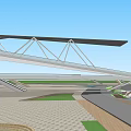 Modern Road Infrastructure Design With Elevated Overpass Interchange And Urban Structural Elements 3d model