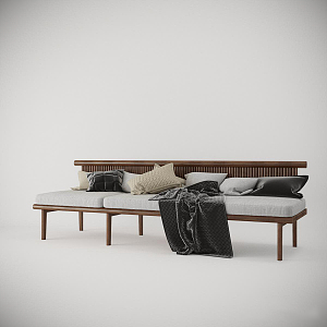 Nordic three-seat sofa 3d model