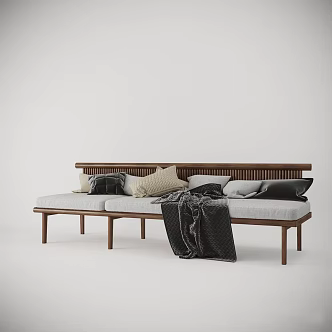 Nordic three-seat sofa 3d model
