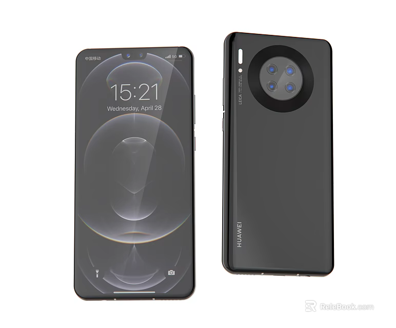 Huawei Latest Smartphone Front Display Design With Rear Circular Quad Camera Module 3d model 