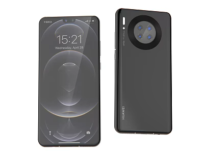 Huawei Latest Smartphone Front Display Design With Rear Circular Quad Camera Module 3d model