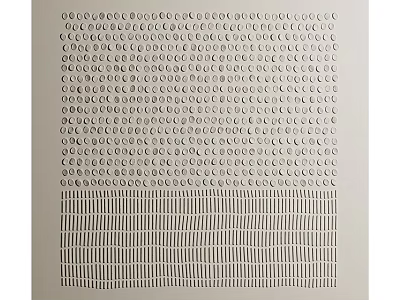 Abstract Painting With Neatly Arranged Black And White Circles And Straight Lines 3d model