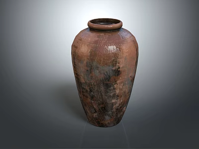 Traditional Handcrafted Brown Clay Pot With Textured Surface And Rustic Design 3d model