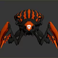3D Modeled Spider With Black Red Stripes Orange Legs And Skull On Head