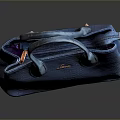 Blue Snakeskin Texture Leather Handbag With Double Handles And Brand Logo