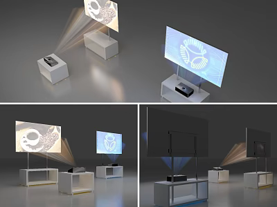 Advanced Projection Monitoring System With Projector Display Screen And Setup 3d model