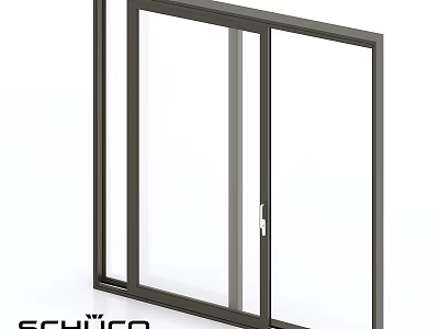 Schüco Modern Casement Door With Glass Panels And Dark Aluminum Frame 3d model