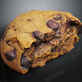 Golden Chewy Chocolate Chip Cookie Bitten Showing Soft Interior And Melted Chips