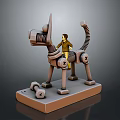 Boy Riding Mechanical Dog With Spring Structure On Base With Bolts