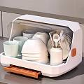 Kitchen Cabinet With Dish Storage Organizer Transparent Lid Drainage Tray And Bowls Plates