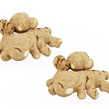 Natural Ginger Shaped Decorative Ornaments Set with Realistic Texture and Brown Color