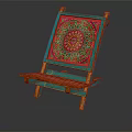 Colorful Wooden Easel With Red Fabric Featuring Intricate Mandala Pattern For Art And Decoration