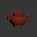 Classic Red Teapot With Exquisite Carved Patterns And Unique Handle Design Elements 3d model
