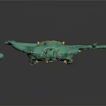 Game and Movie Character Teal 3D Model with Horns Golden Accents Dragon Elements and Staff