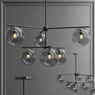 Modern chandelier lamp glossy pendant 3d model