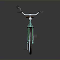 Turquoise Bicycle With Orange Seat Sleek Design And Mirror Reflection On Dark Surface