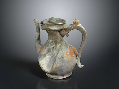 Ancient Ceramic Pitcher With Traditional Design Vintage Style Handle And Spout 3d model