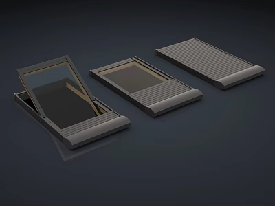 Different Types of Skylight Designs with Open and Closed Frames and Glass Panels 3d model