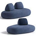 Soft Blue Upholstered Sectional Sofa With Rounded Design And Comfortable Cushions 3d model