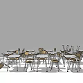School Classroom Desks With Student Chairs Arranged In Multiple Neat Rows 3d model