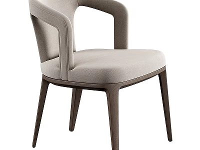 Elegant Modern Chair With Upholstered Fabric Seat And Wooden Legs Armrest Design 3d model