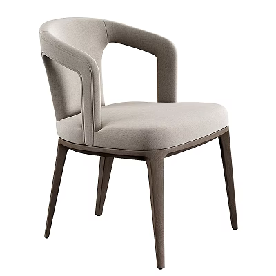 Elegant Modern Chair With Upholstered Fabric Seat And Wooden Legs Armrest Design 3d model