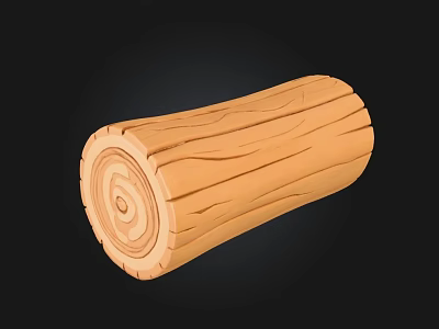 Natural Wood Log And Stone Piece With Detailed Grain Textures And Earthy Tones 3d model