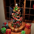 Modern Decoration Combination Christmas Tree Glass Cover Christmas Decoration Decoration Holiday Atmosphere Decoration Glass Cover Display Decoration Christmas Jewelry Gift 3d model