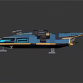 Futuristic Blue And Yellow Sci Fi Spaceship For Cosmic Aerospace Exploration