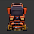 3D Rendered Orange Cartoon Style Computer Case With Black Details And Modern Design