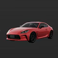 Red Two Door Sports Car With Sleek Exterior And Black Wheels Design