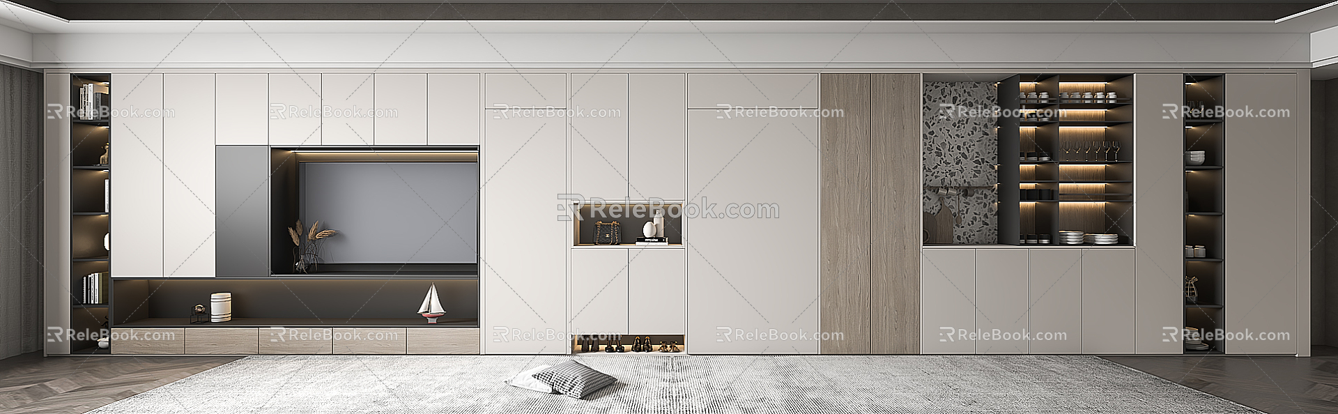 Modern TV Background Cabinet Simple TV Cabinet 3d model