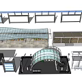 Modern Train Station With Multiple Platforms Glass Roof And Canopies Design