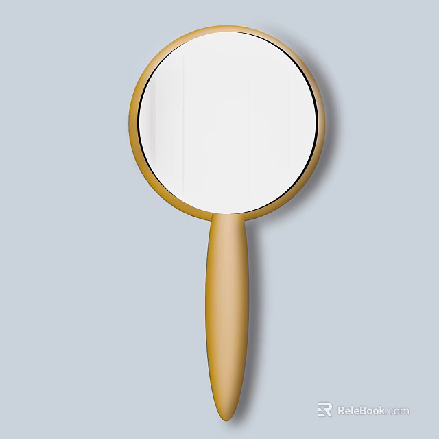 Handheld Vanity Mirror With Gold Handle And Round Shape For Daily Grooming Use 3d model 