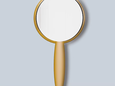Handheld Vanity Mirror With Gold Handle And Round Shape For Daily Grooming Use 3d model