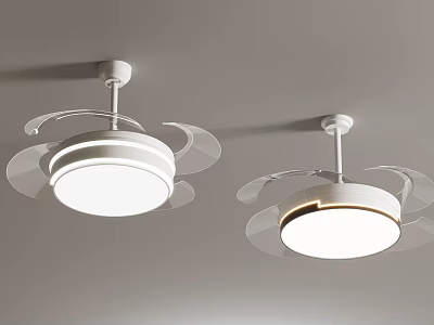 Modern Ceiling Fan Lights With White Design Transparent Blades And Gold Trim 3d model