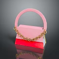 Stylish Pink Handbag With Red Bottom Gold Chain And Pink Handle Design