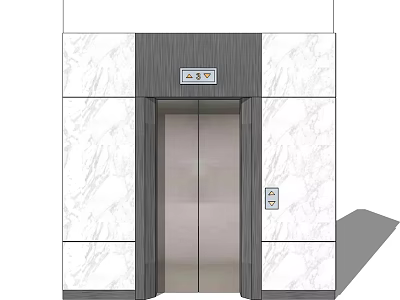 Elegant Modern Elevator Design With Marble Wall And Stainless Steel Door 3d model