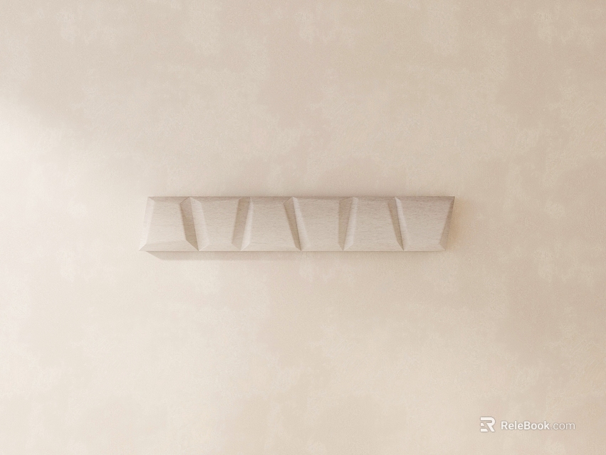 Horizontal Carved Decorative Strip on Beige Wall with V Shaped Grooves 3d model 