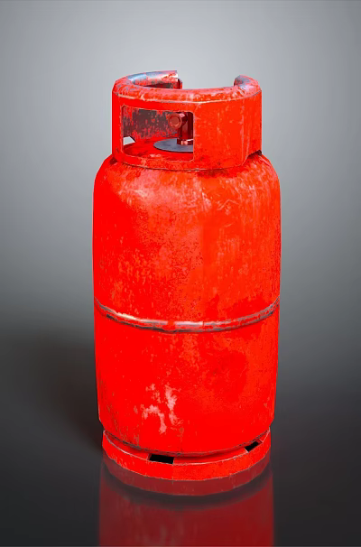Red Household Gas Cylinder For Domestic Cooking And Heating Needs 3d model