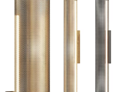 Modern Sleek Wall Lamps With Perforated Brass And Stainless Steel Metallic Finishes 3d model