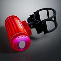 Red Handheld Portable Flashlight As Daily Electrical Appliance With Black Bracket And Bright LED Light
