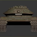 Armored Tank 3D Model With Rusty Pinkish Weathered Surface Cannon Barrel And Tracks