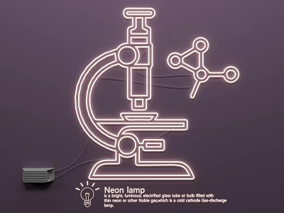 Modern Neon Lamp Combination with Microscope and Molecule Design for Home Decoration 3d model