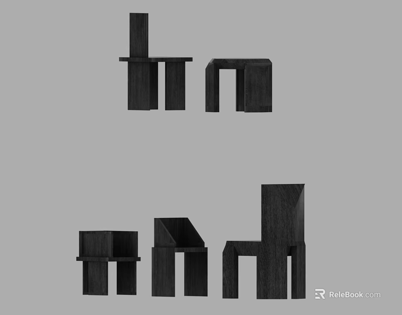 Modern Accent Chairs With Geometric Wooden Frame And Multiple Stylish Designs 3d model 