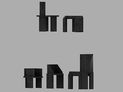 Modern Accent Chairs With Geometric Wooden Frame And Multiple Stylish Designs 3d model